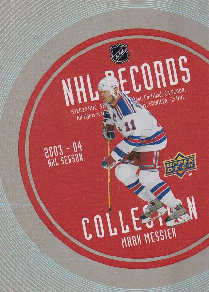 insert karta MARK MESSIER 21-22 Extended Record Collection Gold /250